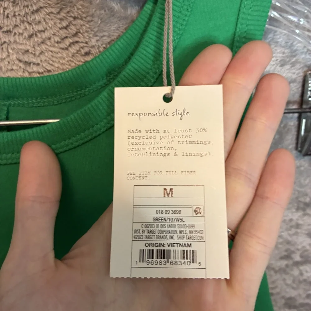 A New Day Womens Cozy Knit Sleeveless Skater Dress M Green Minimalist Sporty NWT